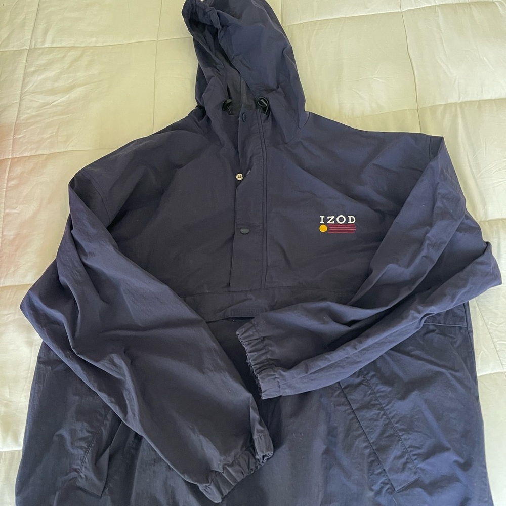 Izod Men's Navy Hooded Windbreaker